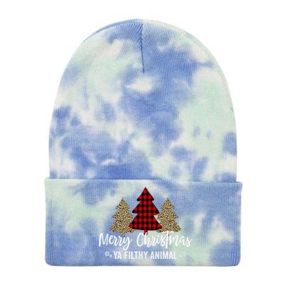 Merry Christmas Ya Filthy Animals Funny Christmas Tie Dye 12in Knit Beanie