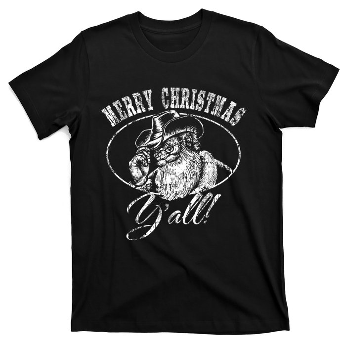 Merry Christmas YAll Funny Country Cowboy Santa Claus T-Shirt