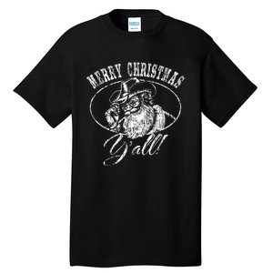 Merry Christmas YAll Funny Country Cowboy Santa Claus Tall T-Shirt