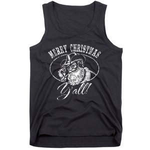 Merry Christmas YAll Funny Country Cowboy Santa Claus Tank Top