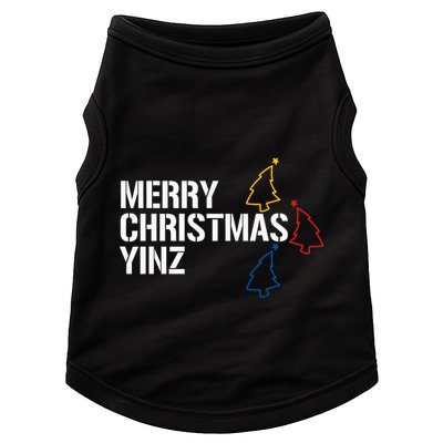 Merry Christmas Yinz With Pittsburgh Christmas Trees Funny Doggie Tank