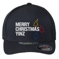 Merry Christmas Yinz With Pittsburgh Christmas Trees Funny Flexfit Unipanel Trucker Cap