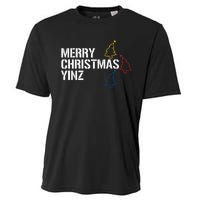 Merry Christmas Yinz With Pittsburgh Christmas Trees Funny Cooling Performance Crew T-Shirt