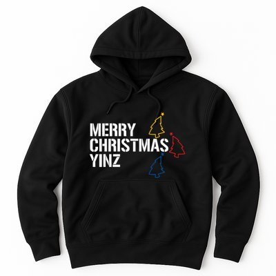 Merry Christmas Yinz With Pittsburgh Christmas Trees Funny Hoodie