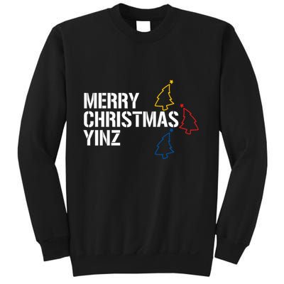 Merry Christmas Yinz With Pittsburgh Christmas Trees Funny Sweatshirt