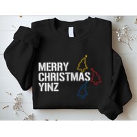 Merry Christmas Yinz With Pittsburgh Christmas Trees Funny Sweatshirt