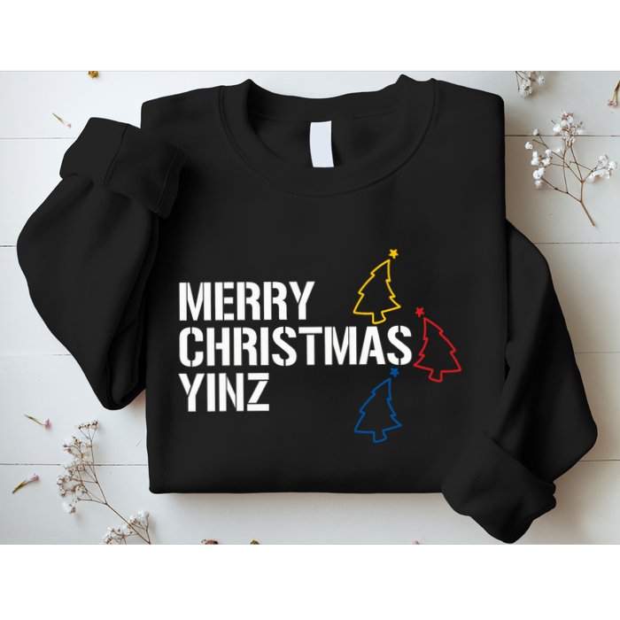 Merry Christmas Yinz With Pittsburgh Christmas Trees Funny Sweatshirt