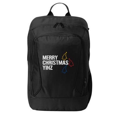 Merry Christmas Yinz With Pittsburgh Christmas Trees Funny City Backpack