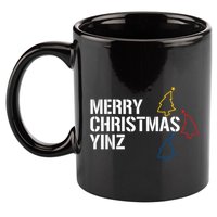 Merry Christmas Yinz With Pittsburgh Christmas Trees Funny 11oz C Handle Ceramic Mug