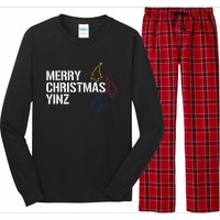 Merry Christmas Yinz With Pittsburgh Christmas Trees Funny Long Sleeve Pajama Set