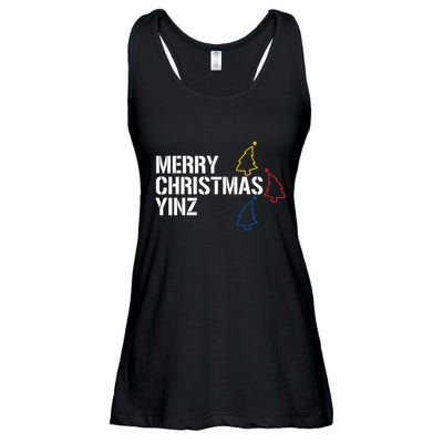 Merry Christmas Yinz With Pittsburgh Christmas Trees Funny Ladies Essential Flowy Tank