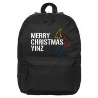 Merry Christmas Yinz With Pittsburgh Christmas Trees Funny 16 in Basic Backpack
