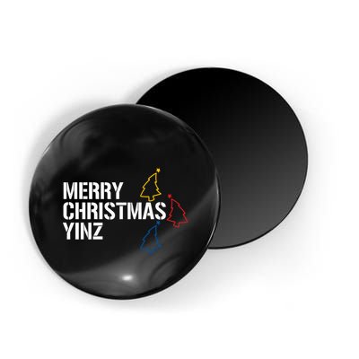 Merry Christmas Yinz With Pittsburgh Christmas Trees Funny Magnet