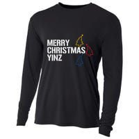 Merry Christmas Yinz With Pittsburgh Christmas Trees Funny Cooling Performance Long Sleeve Crew