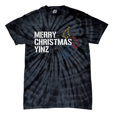 Merry Christmas Yinz With Pittsburgh Christmas Trees Funny Tie-Dye T-Shirt