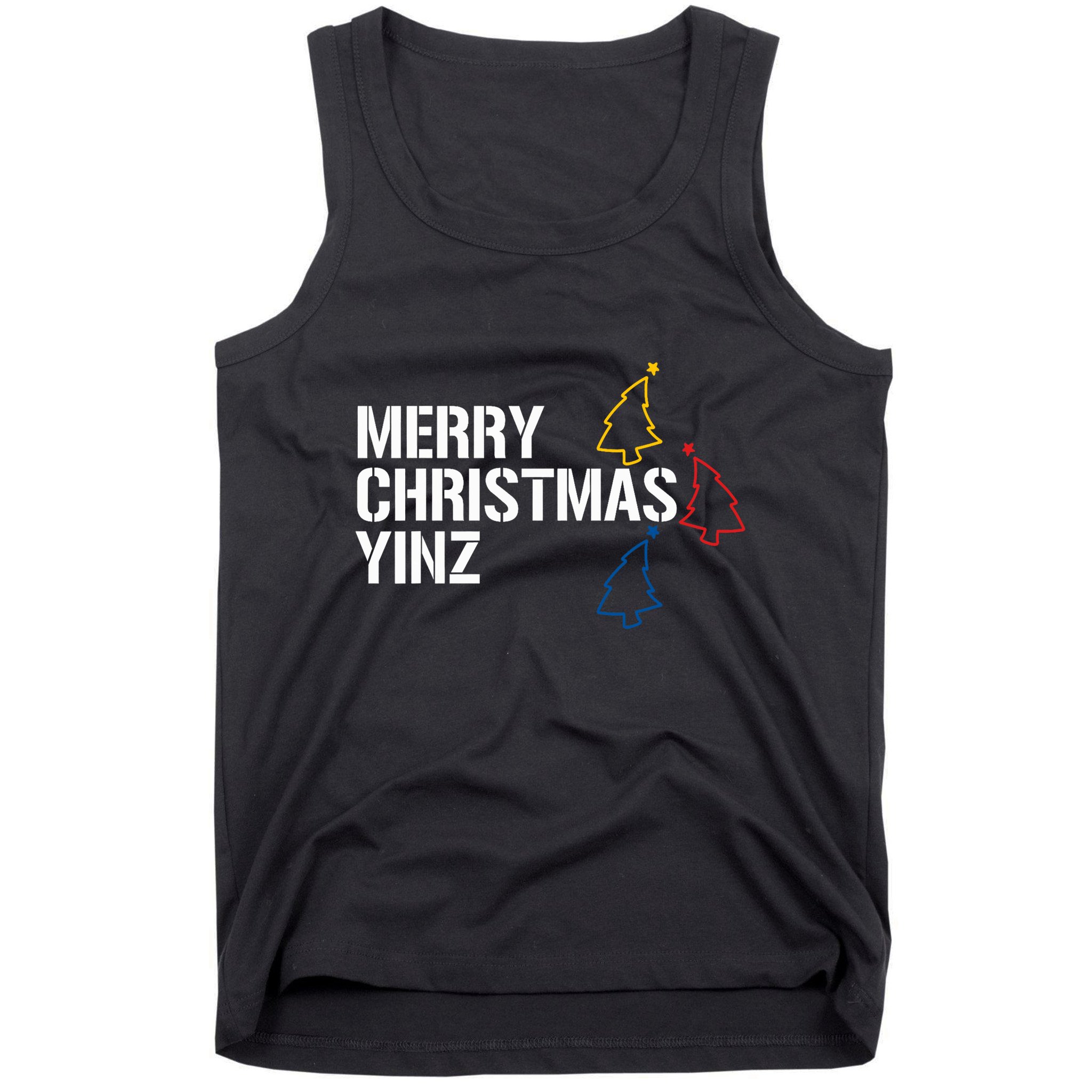 Merry Christmas Yinz With Pittsburgh Christmas Trees Funny Tank Top