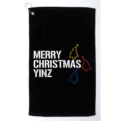 Merry Christmas Yinz With Pittsburgh Christmas Trees Funny Golf Towel