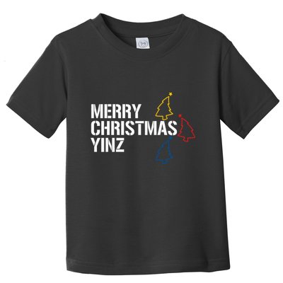 Merry Christmas Yinz With Pittsburgh Christmas Trees Funny Toddler T-Shirt
