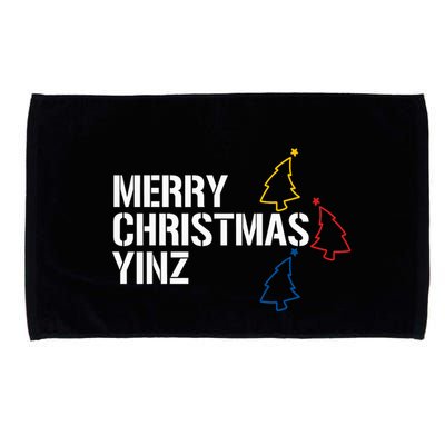Merry Christmas Yinz With Pittsburgh Christmas Trees Funny Microfiber Hand Towel