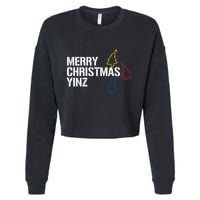 Merry Christmas Yinz With Pittsburgh Christmas Trees Funny Cropped Pullover Crew