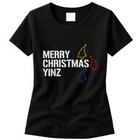 Merry Christmas Yinz With Pittsburgh Christmas Trees Funny Womens T-Shirt