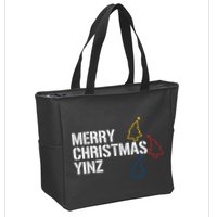 Merry Christmas Yinz With Pittsburgh Christmas Trees Funny Zip Tote Bag