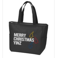 Merry Christmas Yinz With Pittsburgh Christmas Trees Funny Zip Tote Bag