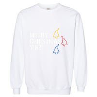 Merry Christmas Yinz With Pittsburgh Christmas Trees Funny Garment-Dyed Sweatshirt