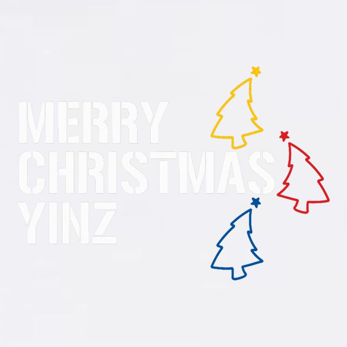 Merry Christmas Yinz With Pittsburgh Christmas Trees Funny Garment-Dyed Sweatshirt