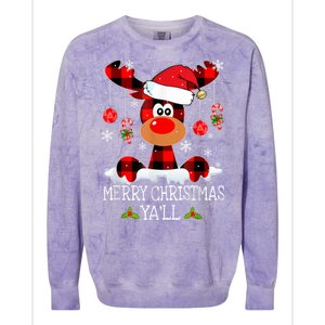 Merry Christmas Ya'll Cute Reindeer Colorblast Crewneck Sweatshirt