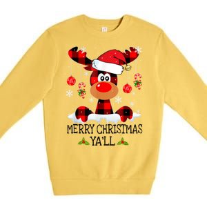 Merry Christmas Ya'll Cute Reindeer Premium Crewneck Sweatshirt