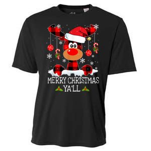 Merry Christmas Ya'll Cute Reindeer Cooling Performance Crew T-Shirt