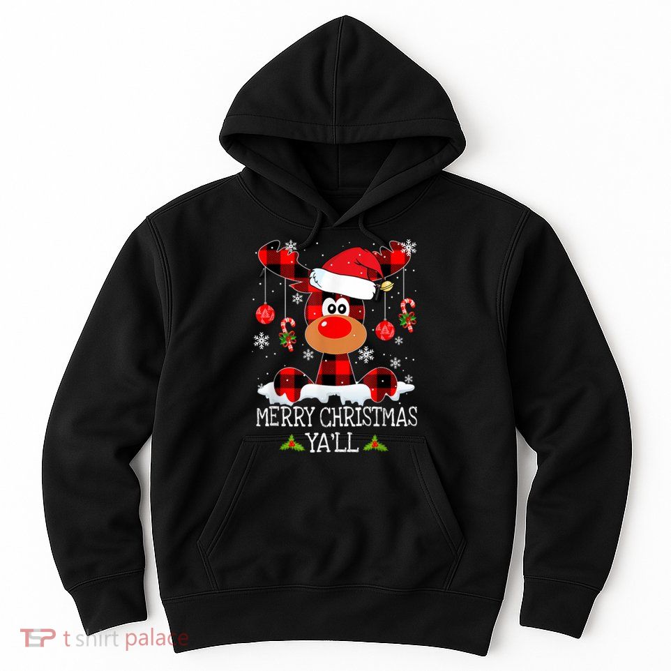 Merry Christmas Ya'll Cute Reindeer Hoodie