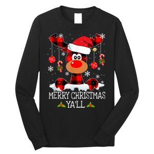 Merry Christmas Ya'll Cute Reindeer Long Sleeve Shirt