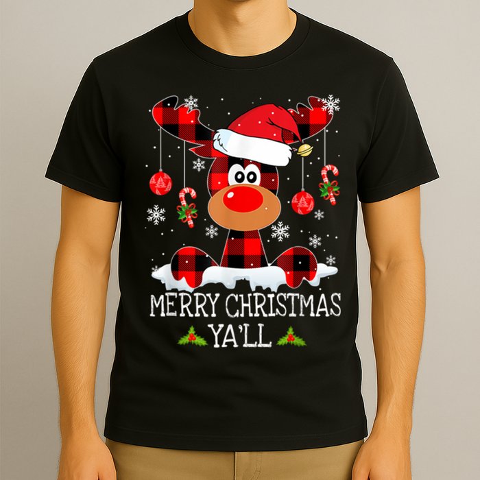 Merry Christmas Ya'll Cute Reindeer T-Shirt