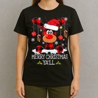 Merry Christmas Ya'll Cute Reindeer T-Shirt