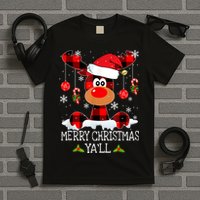 Merry Christmas Ya'll Cute Reindeer T-Shirt