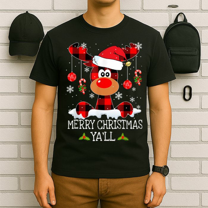 Merry Christmas Ya'll Cute Reindeer T-Shirt