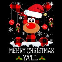 Merry Christmas Ya'll Cute Reindeer T-Shirt