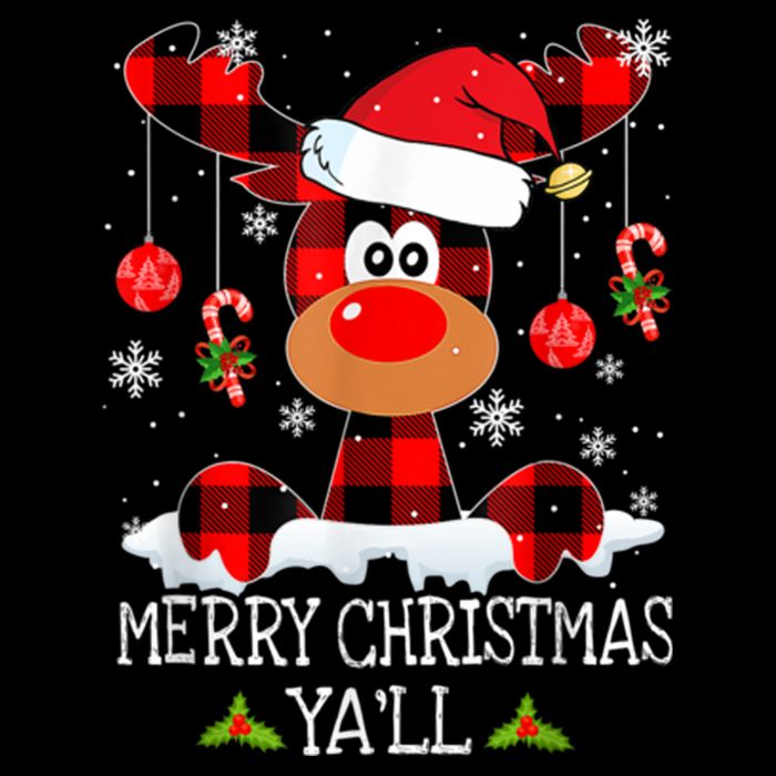 Merry Christmas Ya'll Cute Reindeer T-Shirt