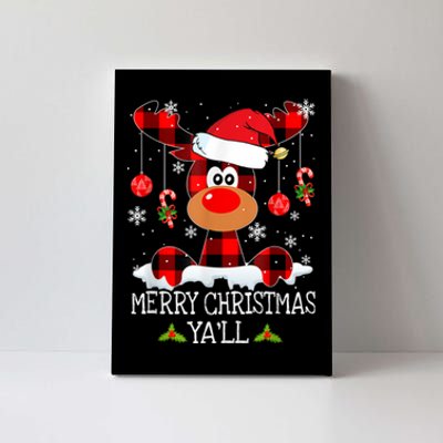 Merry Christmas Ya'll Cute Reindeer Canvas