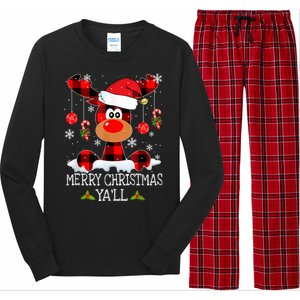 Merry Christmas Ya'll Cute Reindeer Long Sleeve Pajama Set