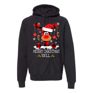 Merry Christmas Ya'll Cute Reindeer Premium Hoodie