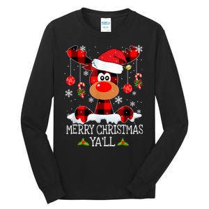 Merry Christmas Ya'll Cute Reindeer Tall Long Sleeve T-Shirt