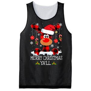 Merry Christmas Ya'll Cute Reindeer Mesh Reversible Basketball Jersey Tank