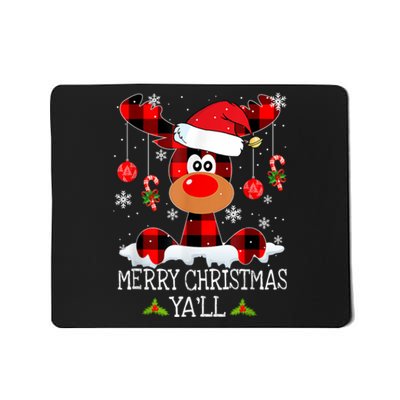 Merry Christmas Ya'll Cute Reindeer Mousepad