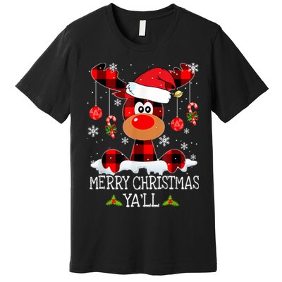 Merry Christmas Ya'll Cute Reindeer Premium T-Shirt