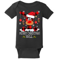 Merry Christmas Ya'll Cute Reindeer Baby Bodysuit