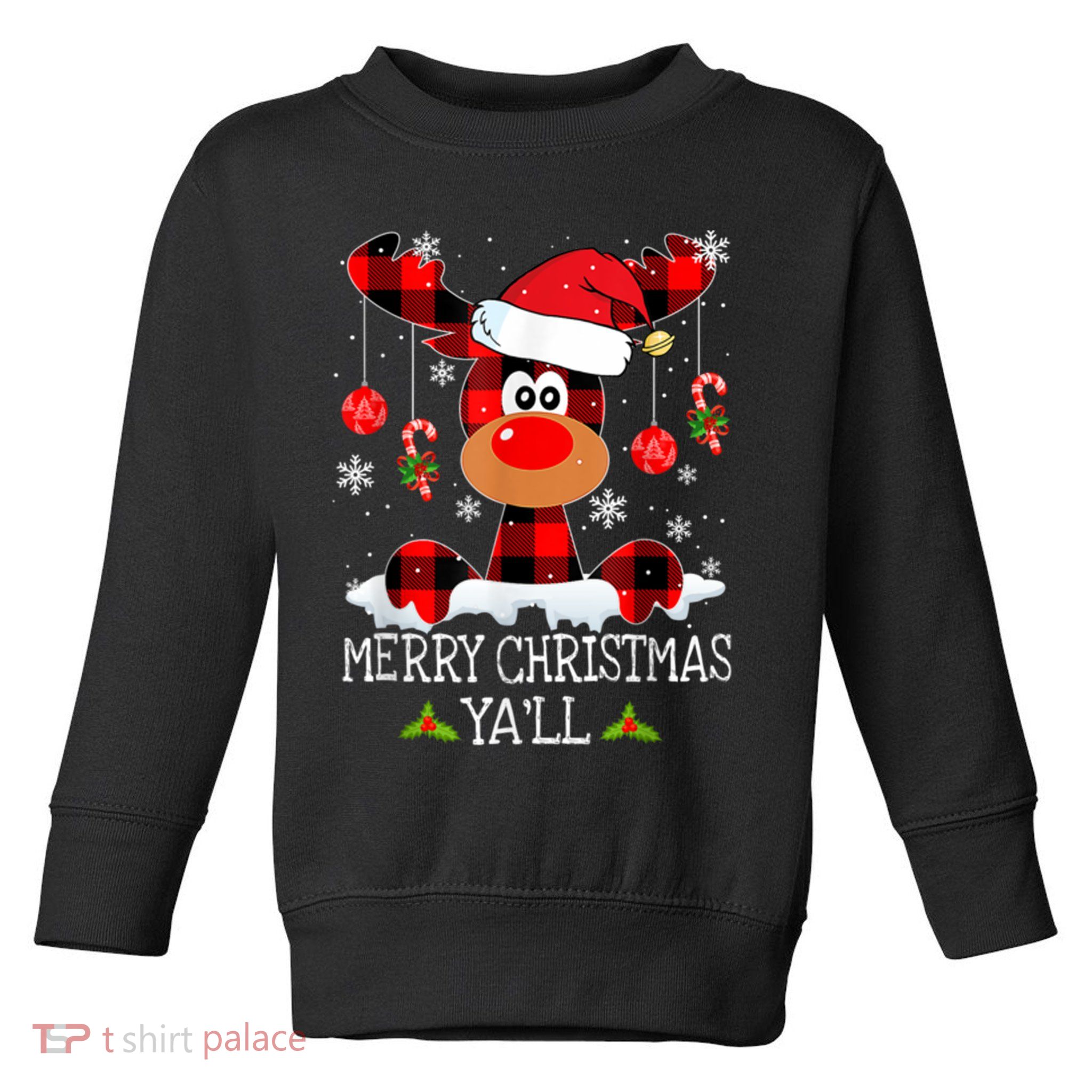 Merry Christmas Ya'll Cute Reindeer Toddler Sweatshirt