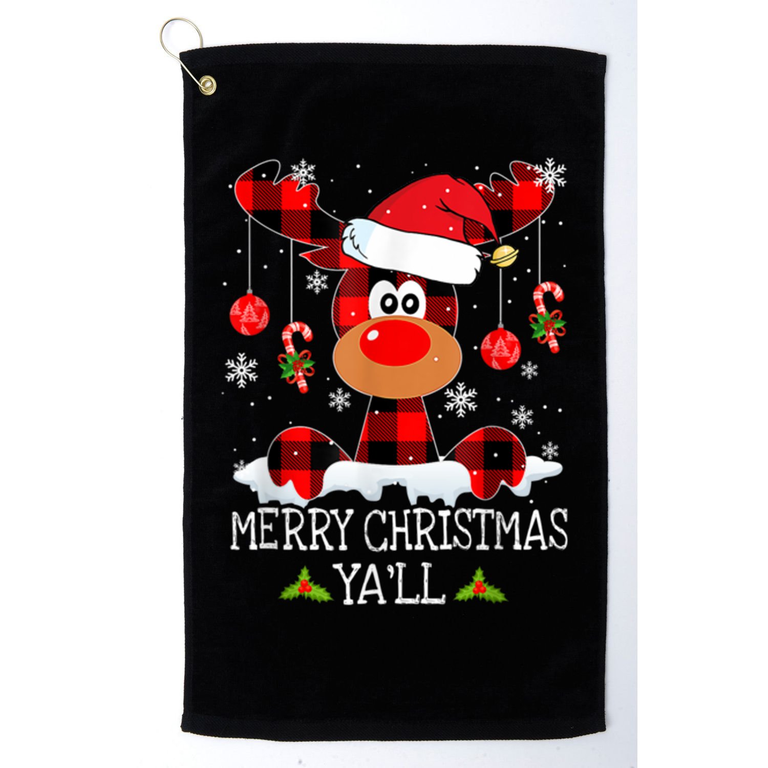 Merry Christmas Ya'll Cute Reindeer Golf Towel